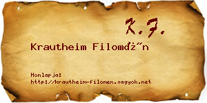Krautheim Filomén névjegykártya